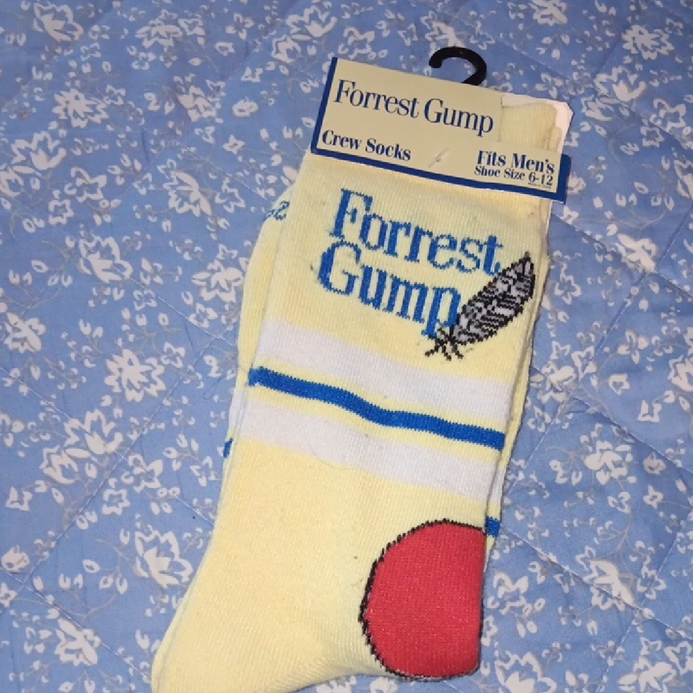 🎈4-$10🎈Forest Gump Yellow Crew Socks for Men New!